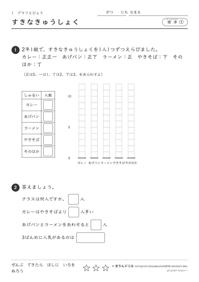 グラフとひょう 標準① すきなきゅうしょくのプレビュー