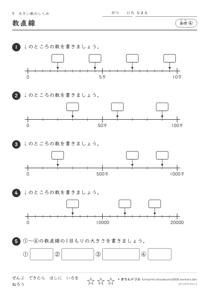 大きい数のしくみ 基礎④ 数直線のプレビュー