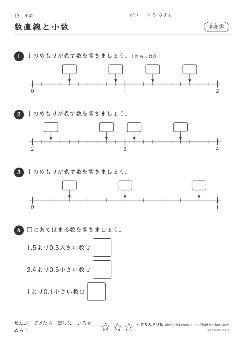 小数 基礎③ 数直線と小数のプレビュー