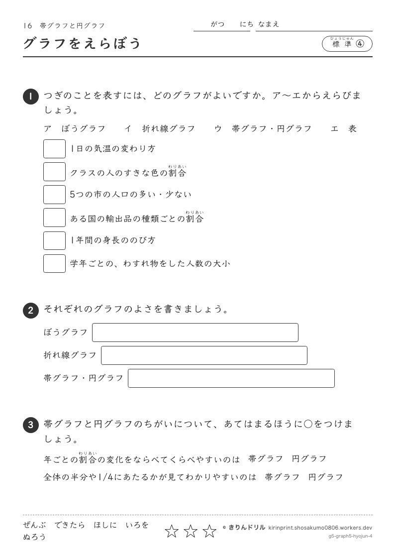 帯グラフと円グラフ 標準④ グラフをえらぼうのプレビュー