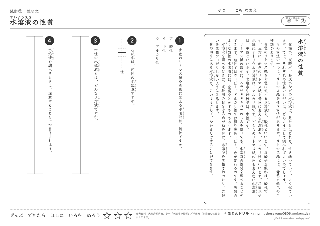 読解 説明文 標準③ 水溶液の性質のプレビュー